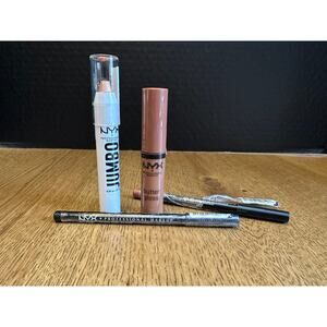 NYX Makeup Lot of 4 - Highlighter Stick, Butter Gloss, Lip Pencil, Eye Pencil